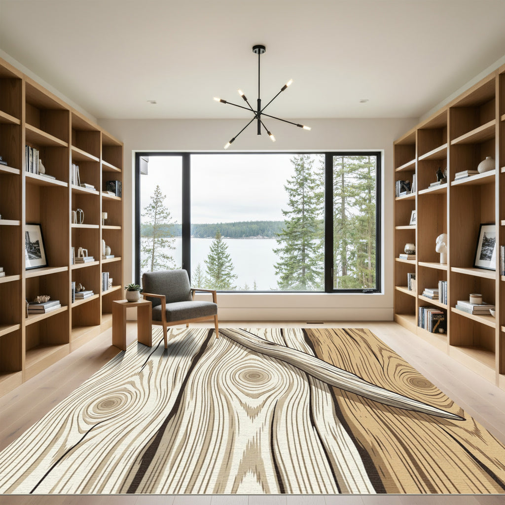 Natural Weathered Wood Grain Plank Rug