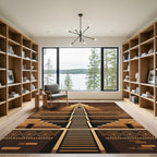Geometric Brown Step Pyramid Art Rug