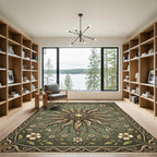 Golden Sun Floral Garden Frame Rug