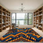 Electric Sun Blue Geometric Tribal Rug