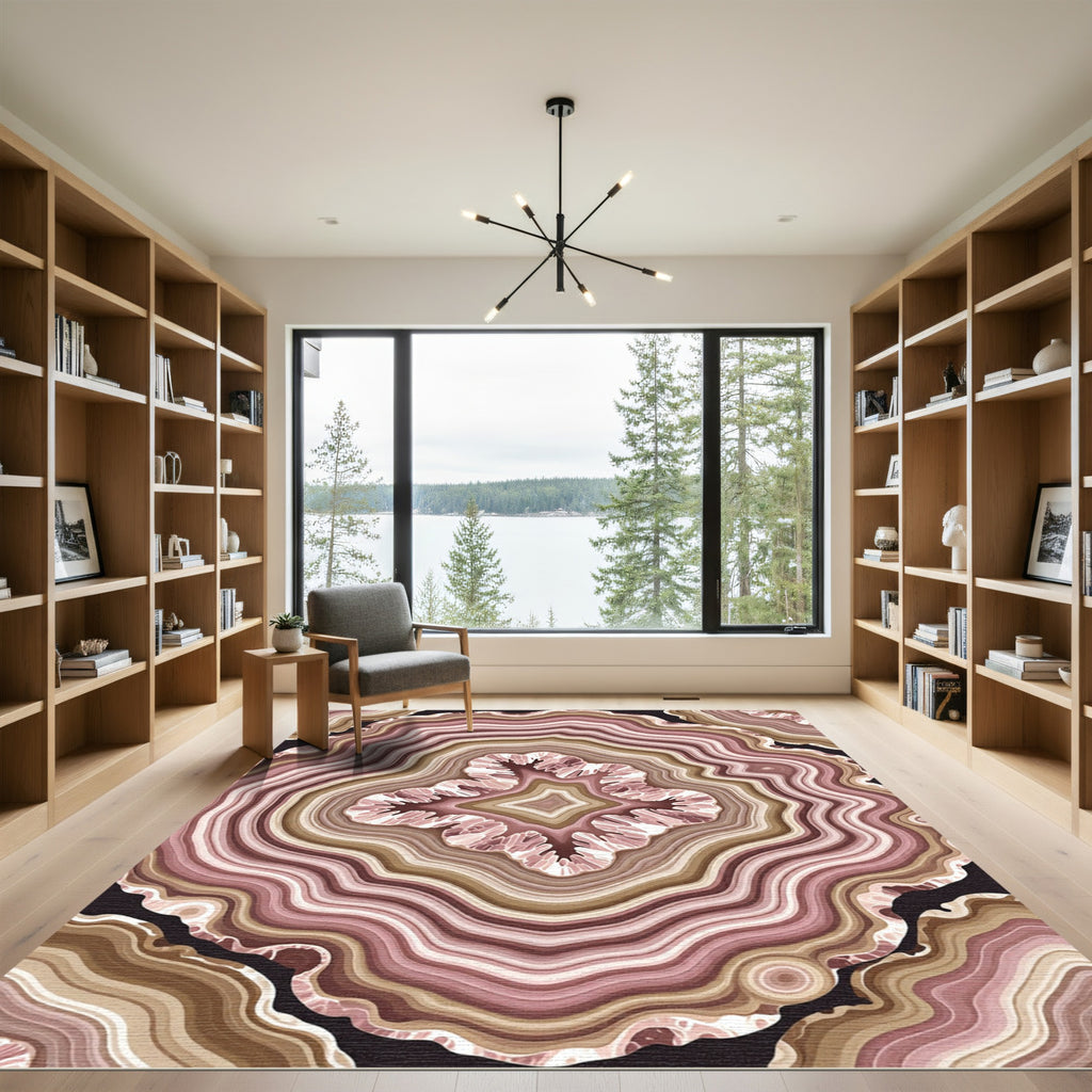 Rose Gold Agate Geode Abstract Rug