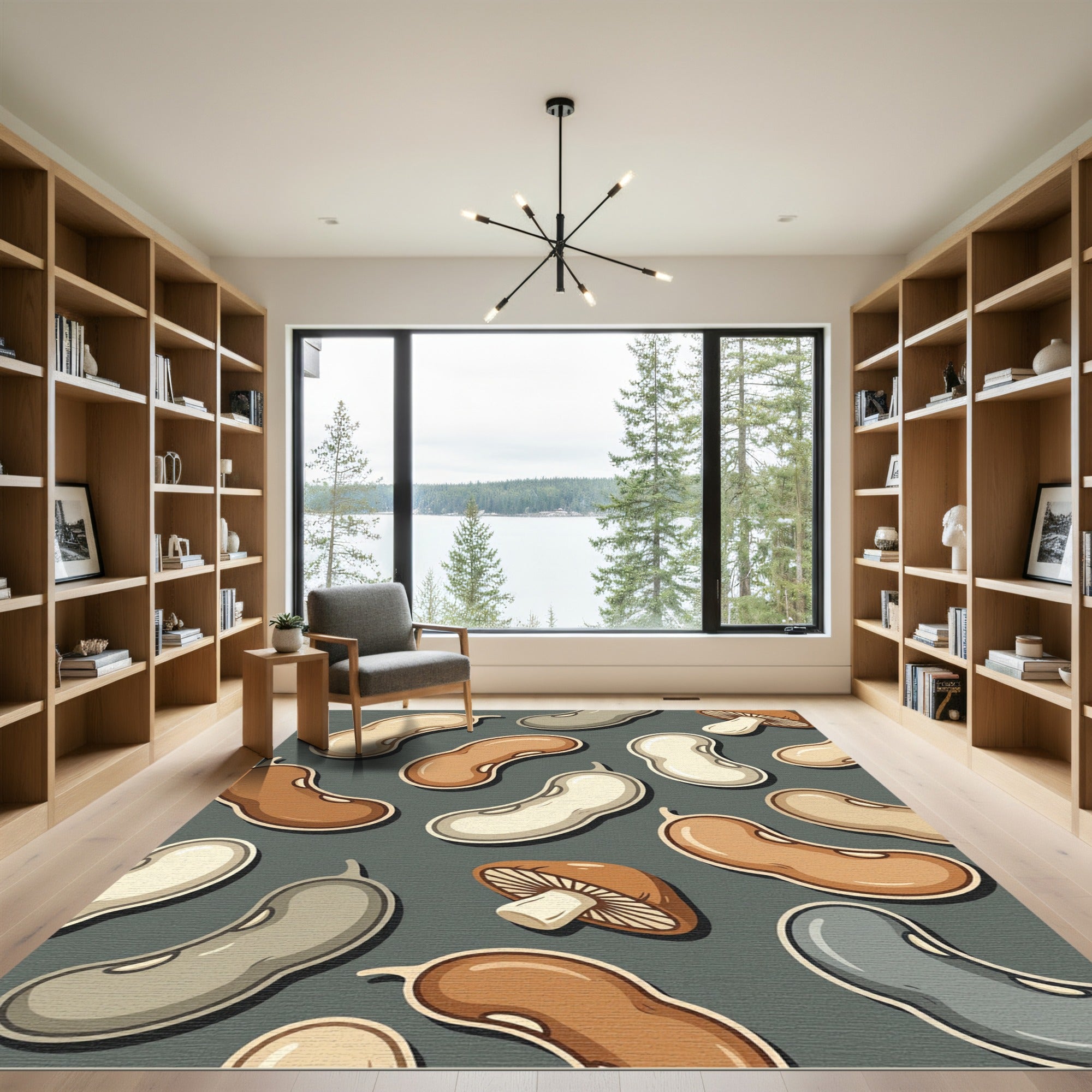 Cute Bean and Mushroom Patchwork Rug