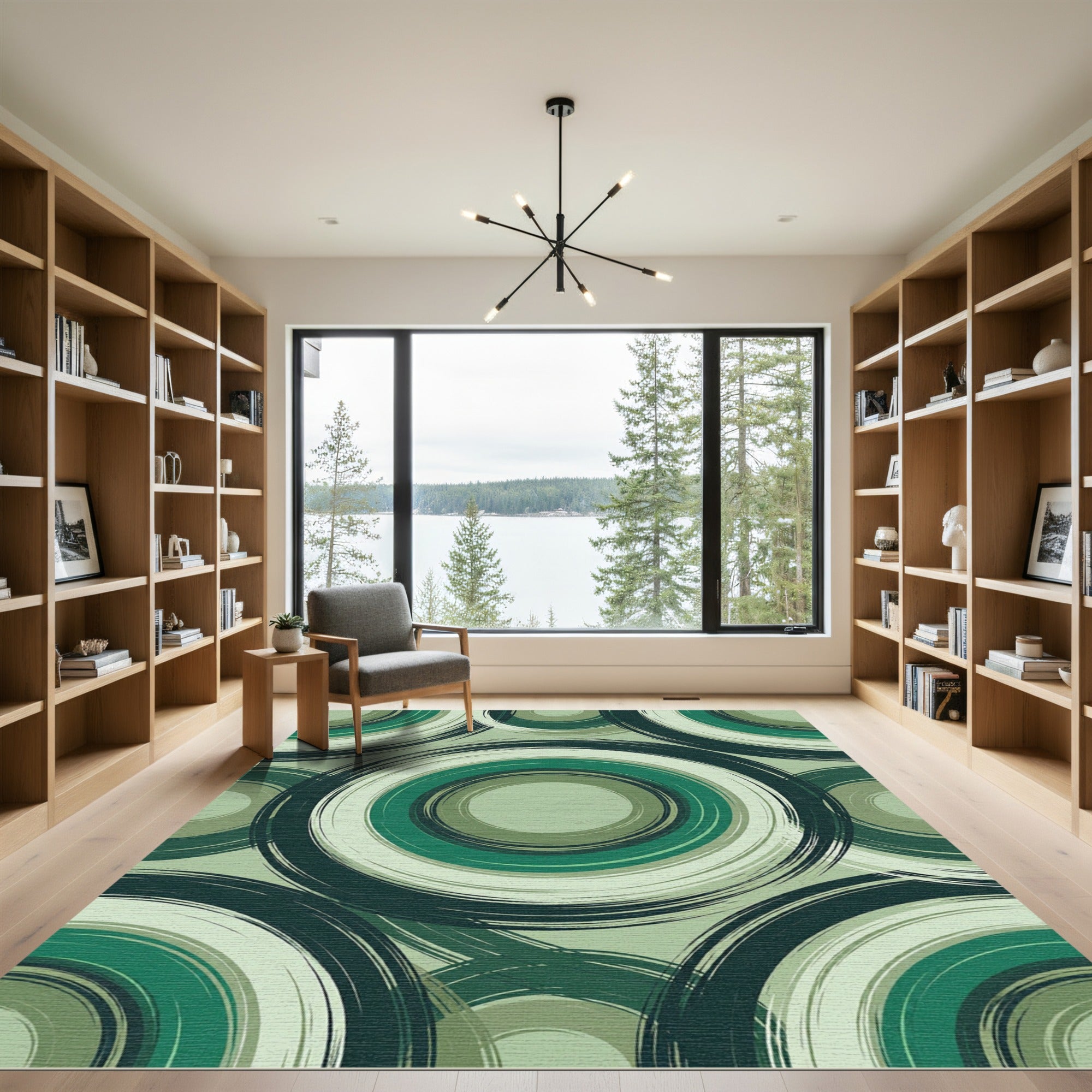 Verdant Grassy Grunge Circles Rug