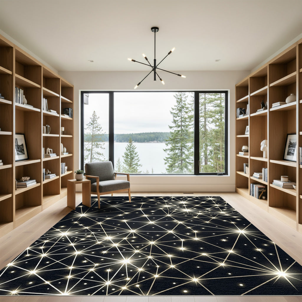 Cosmic Golden Starburst Network Rug