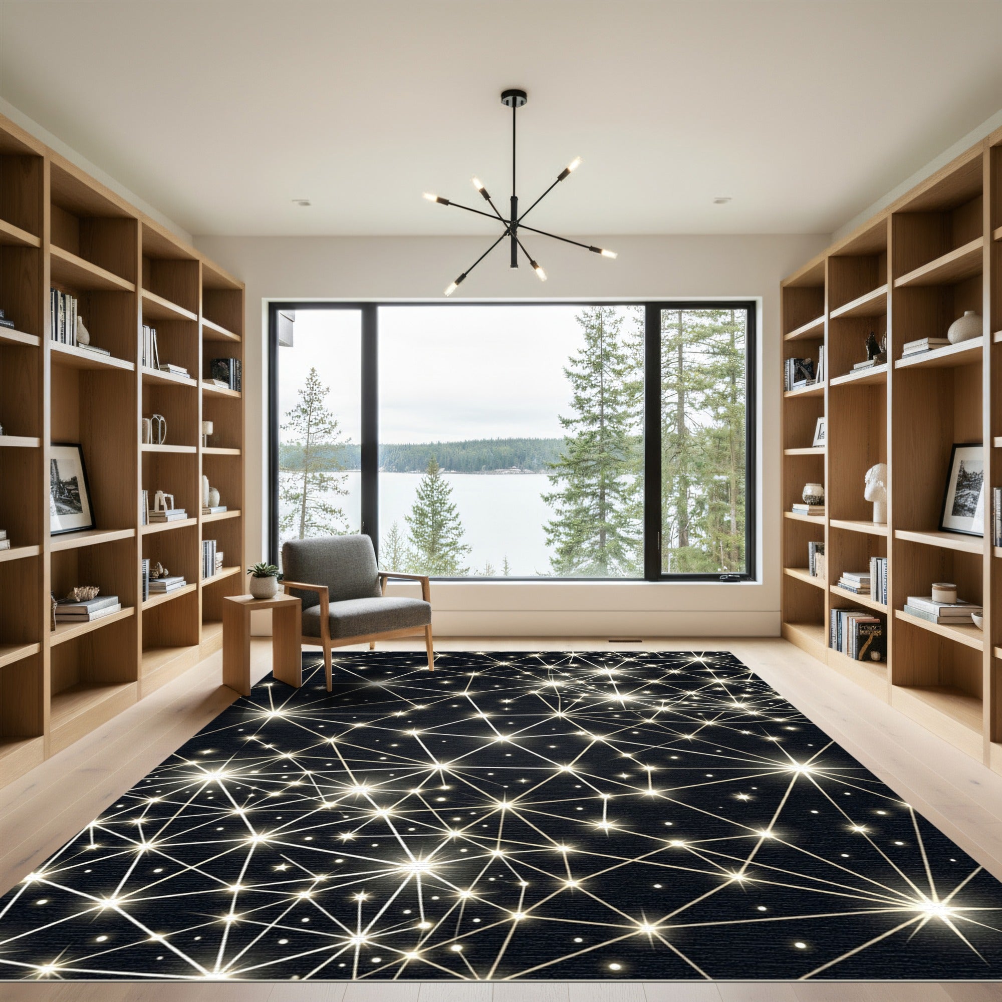 Cosmic Golden Starburst Network Rug