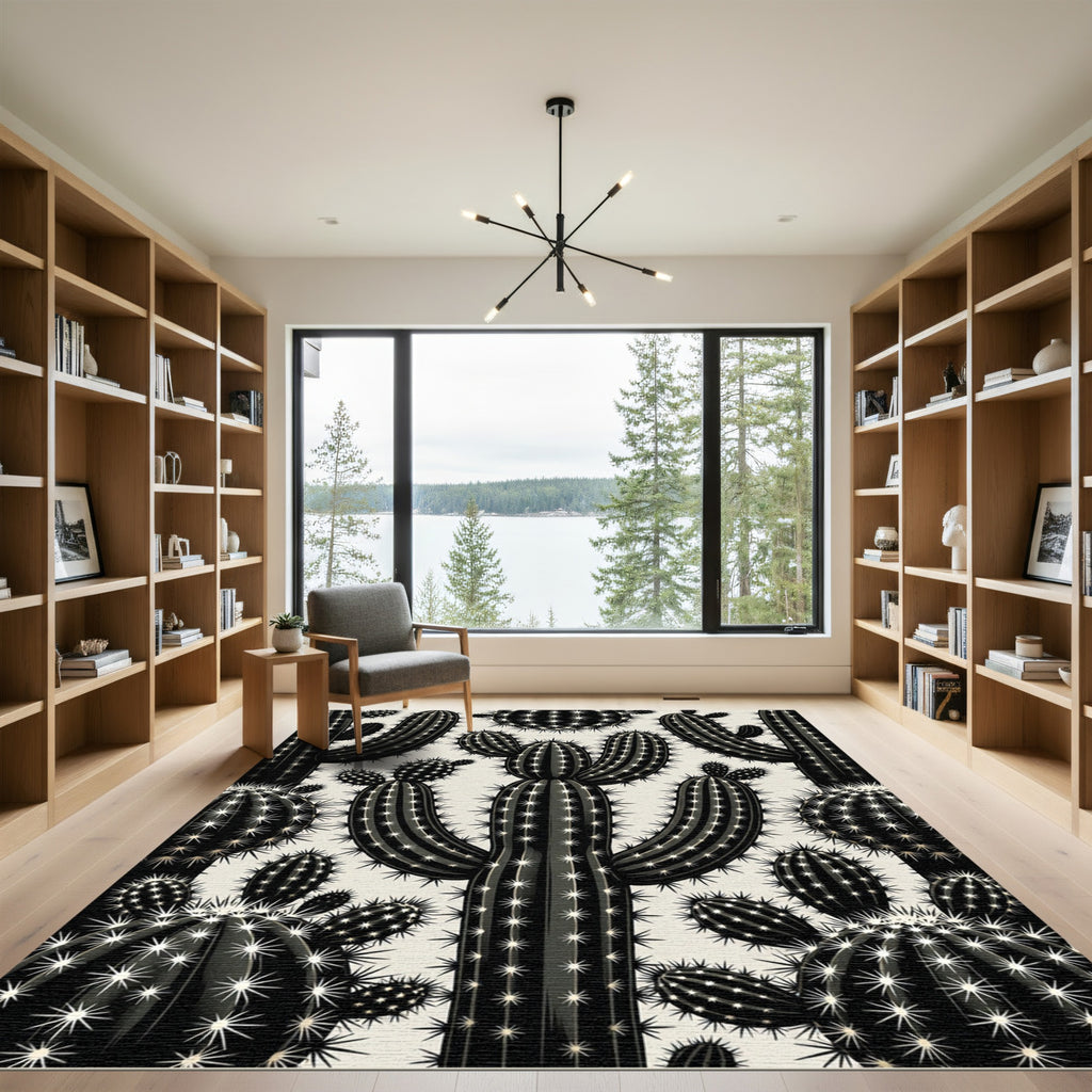 Monochromatic Desert Cactus Cluster Rug