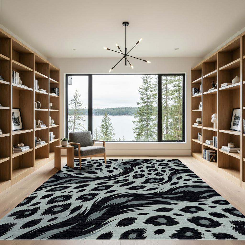 Monochromatic Gray Abstract Leopard Spots Rug