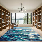 Deep Blue Ocean Wave Splash Rug