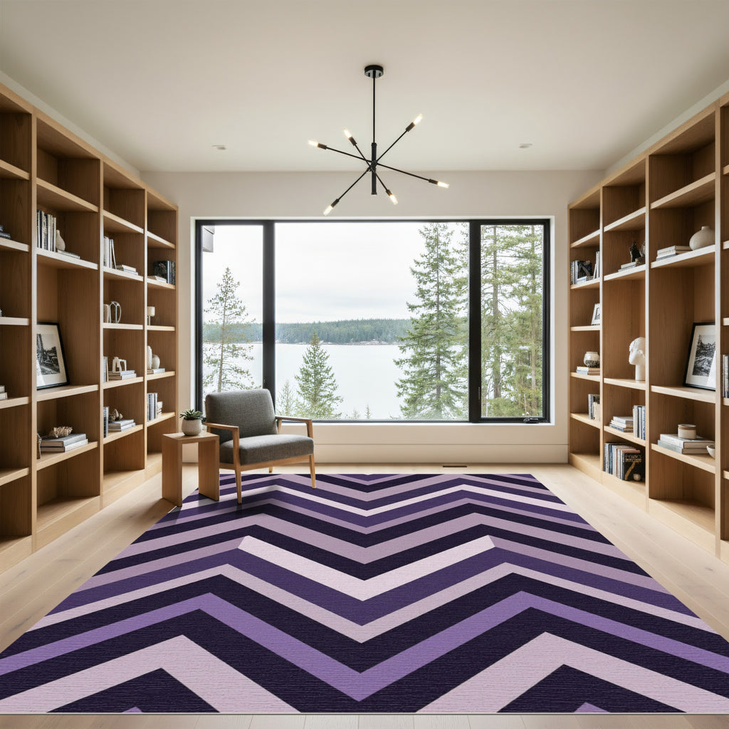 Modern Purple Chevron Geometric Zigzag Rug