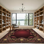 Crimson Gold Compass Acanthus Frame Rug