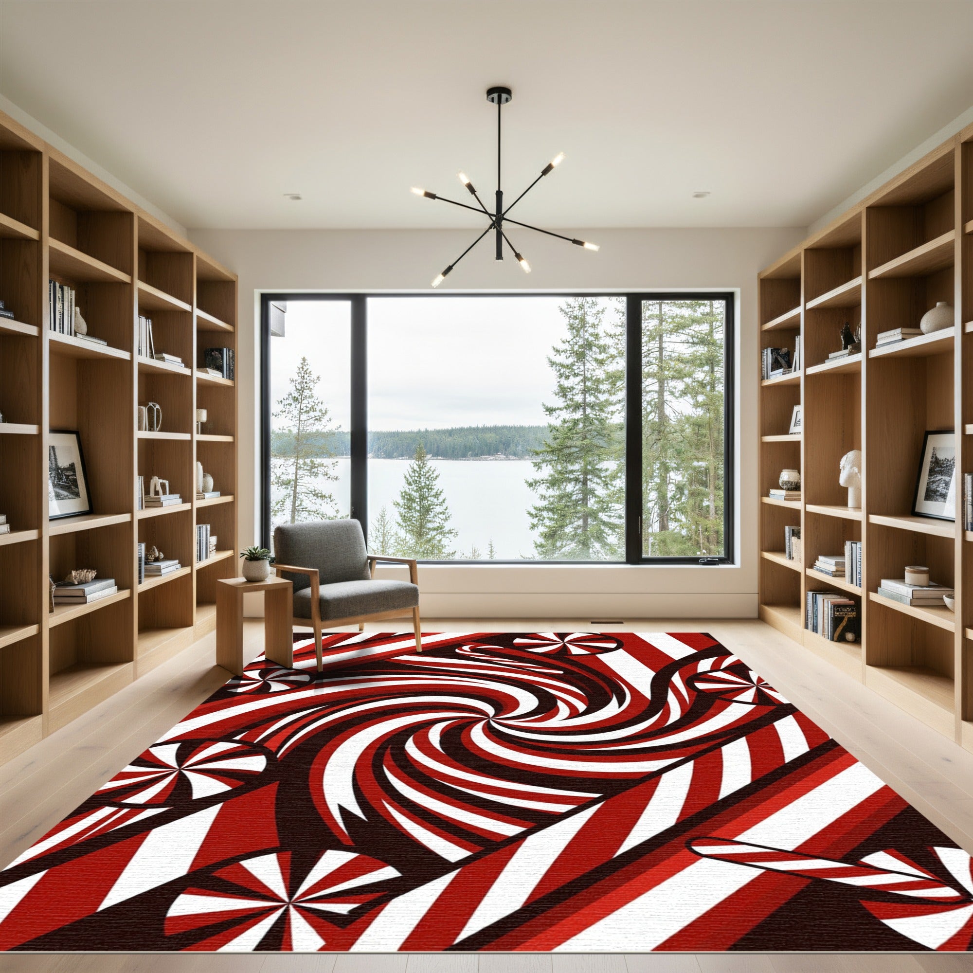 Red White Swirl Candy Cane Slice Rug