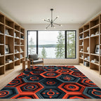 Bold Burnt Orange Geometric Hexagon Rug