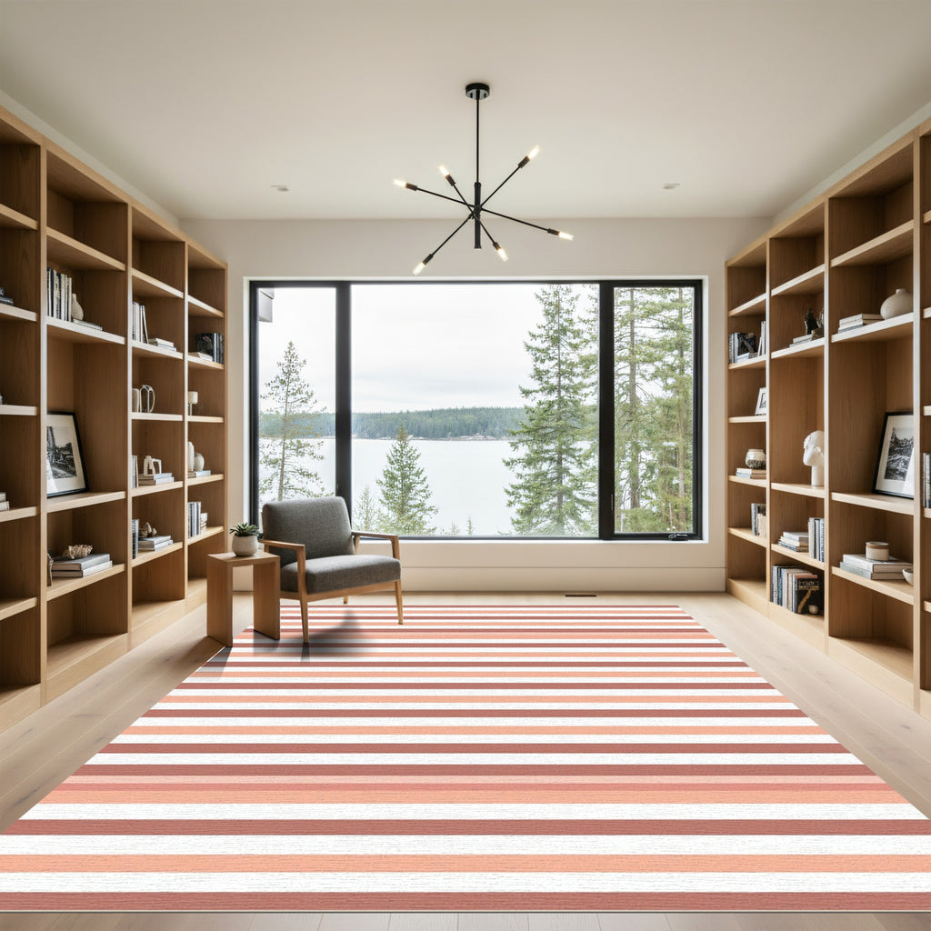 Earthy Terracotta Striped Classic Rug