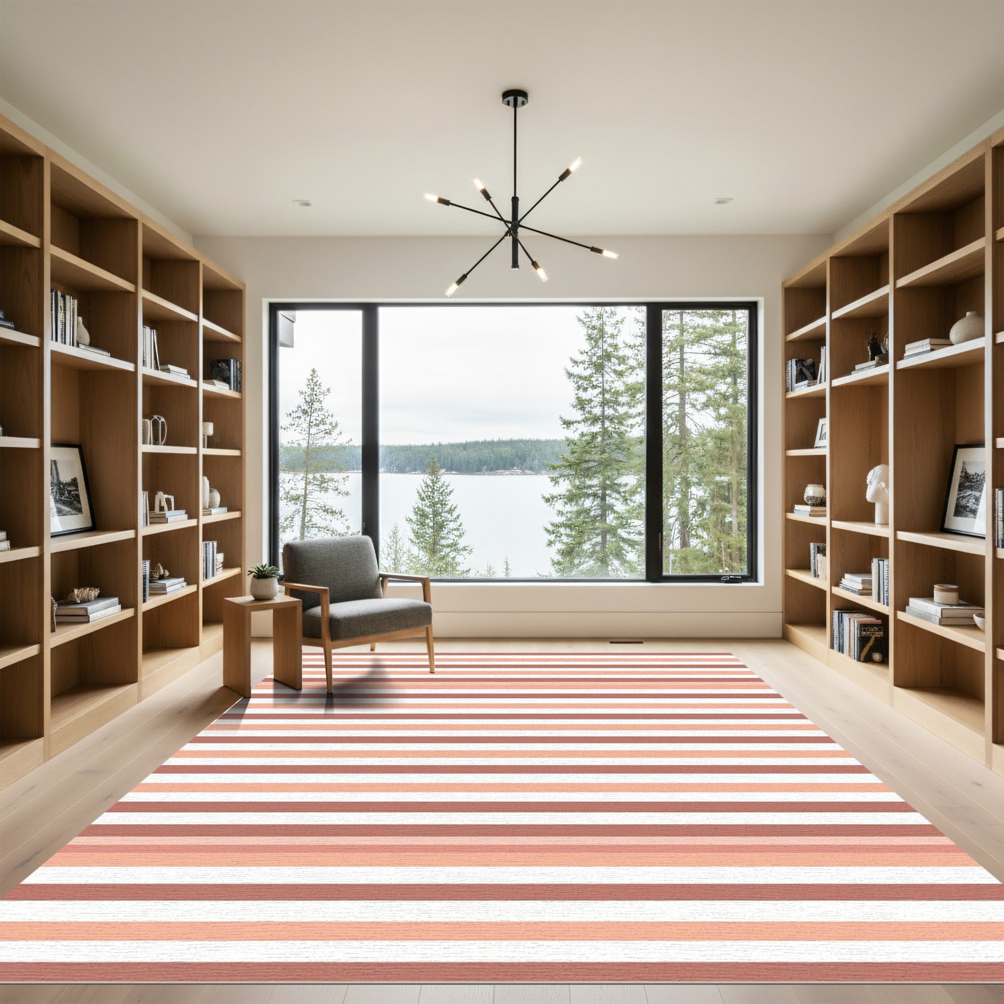Earthy Terracotta Striped Classic Rug