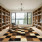 Earth Tone Geometric Mosaic Abstract Rug