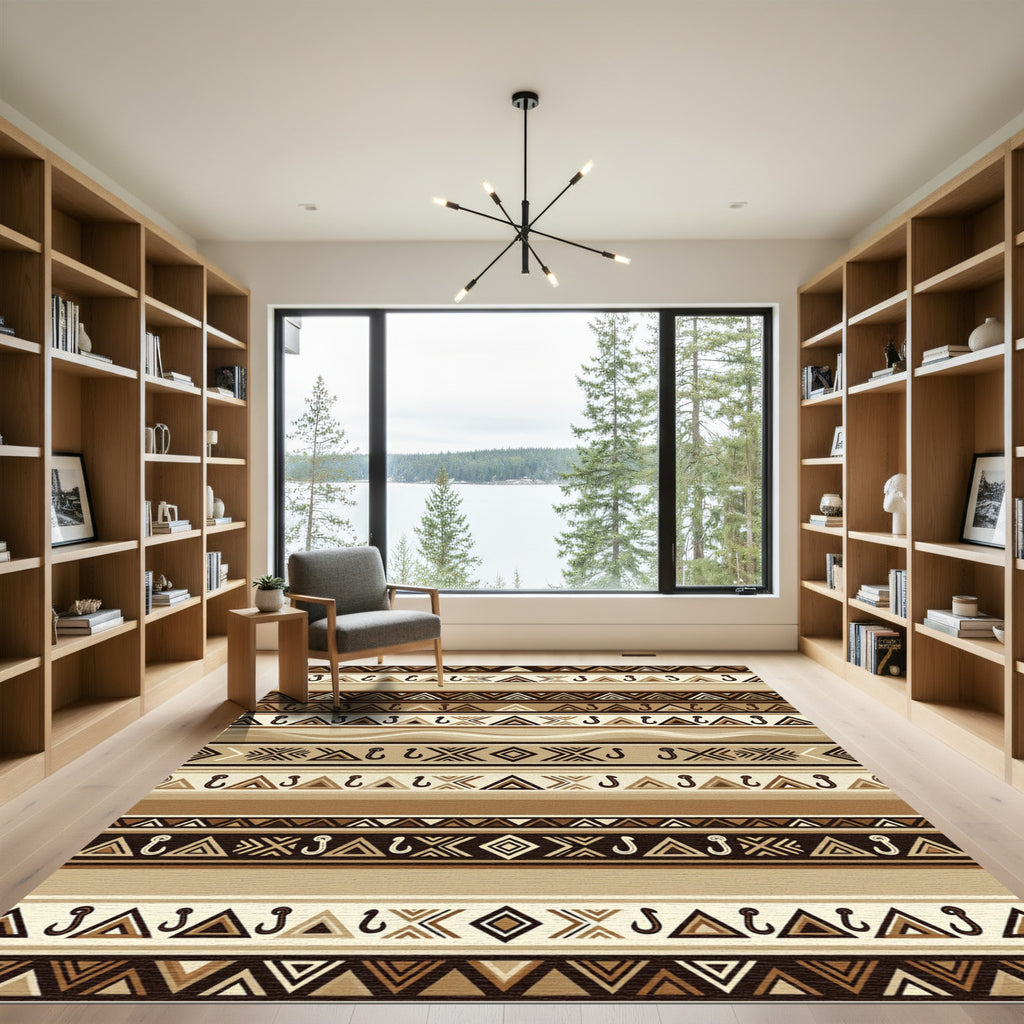Earthy Tribal Geometric Stripes Rug