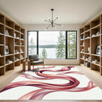 Elegant Crimson Watercolor Fluid Ribbon Rug