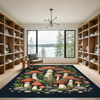 Whimsical Red Mushroom Forest Botanical Rug