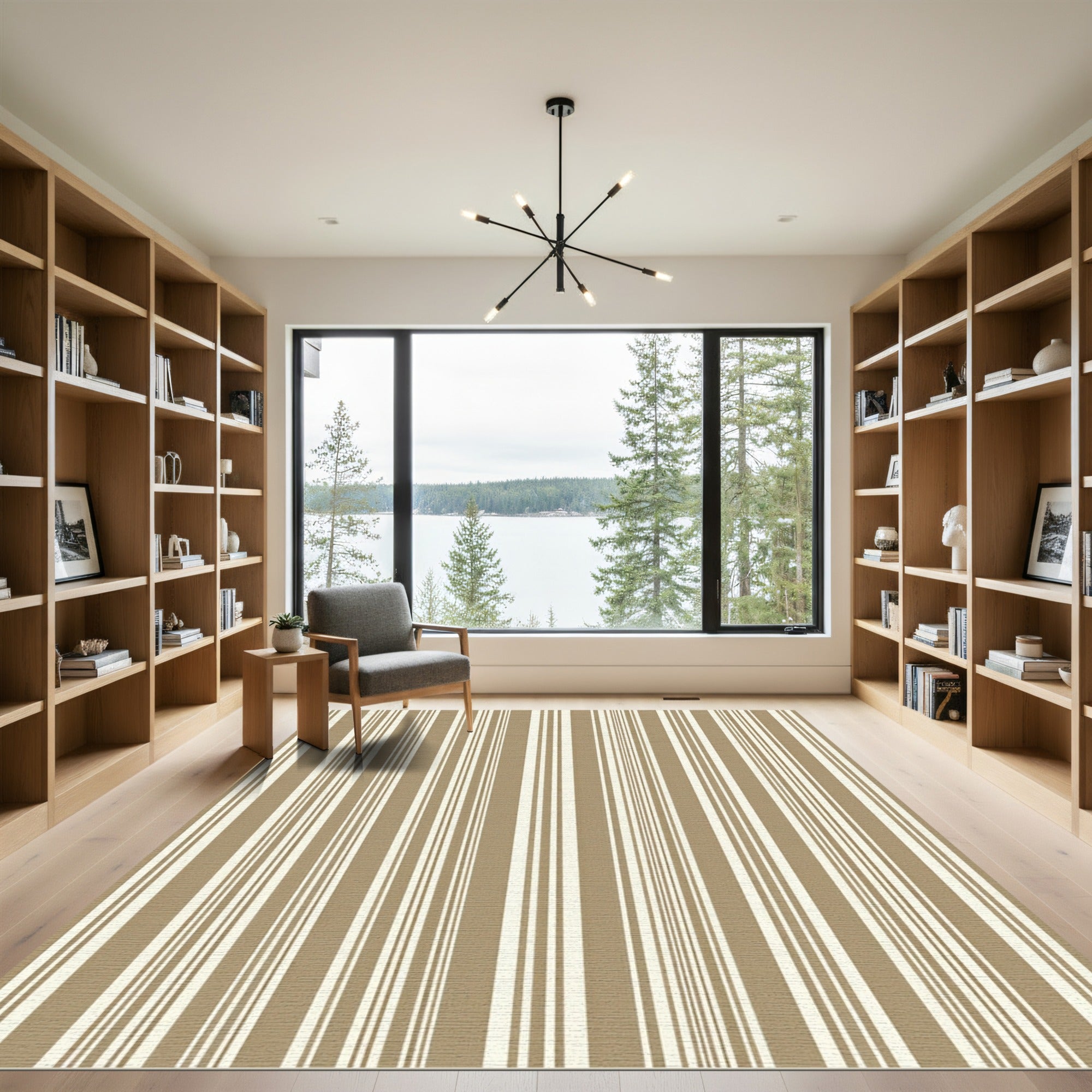 Modern Beige Vertical Stripe Rug