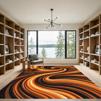 Golden Amber Swirling Abstract Waves Rug
