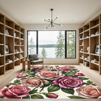 Romantic Pink Rose Bouquet Illustration Rug