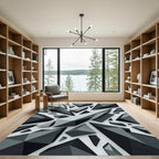 Geometric Monochrome Shard Abstract Rug