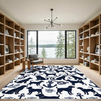 Nautical Navy Dog Anchor Rope Rug