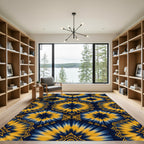 Navy Yellow Starburst Hexagonal Rug