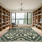 Vintage Sage Victorian Floral Damask Rug