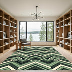 Geometric Sage Chevron Clover Accents Rug