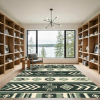 Sage Green Geometric Tribal Chevron Rug