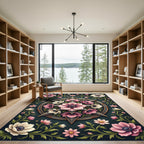 Vintage Dusty Rose Floral Star Medallion Rug