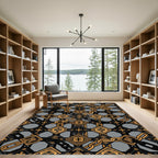 Gold Chain and Cross Geometric Rug