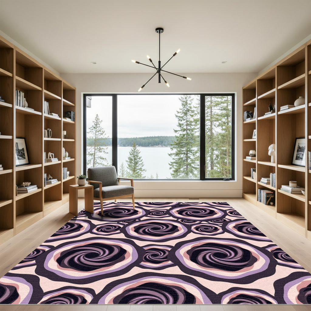 Deep Purple Swirl Rose Garden Rug