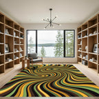 Retro Sage Gold Brown Swirls Rug