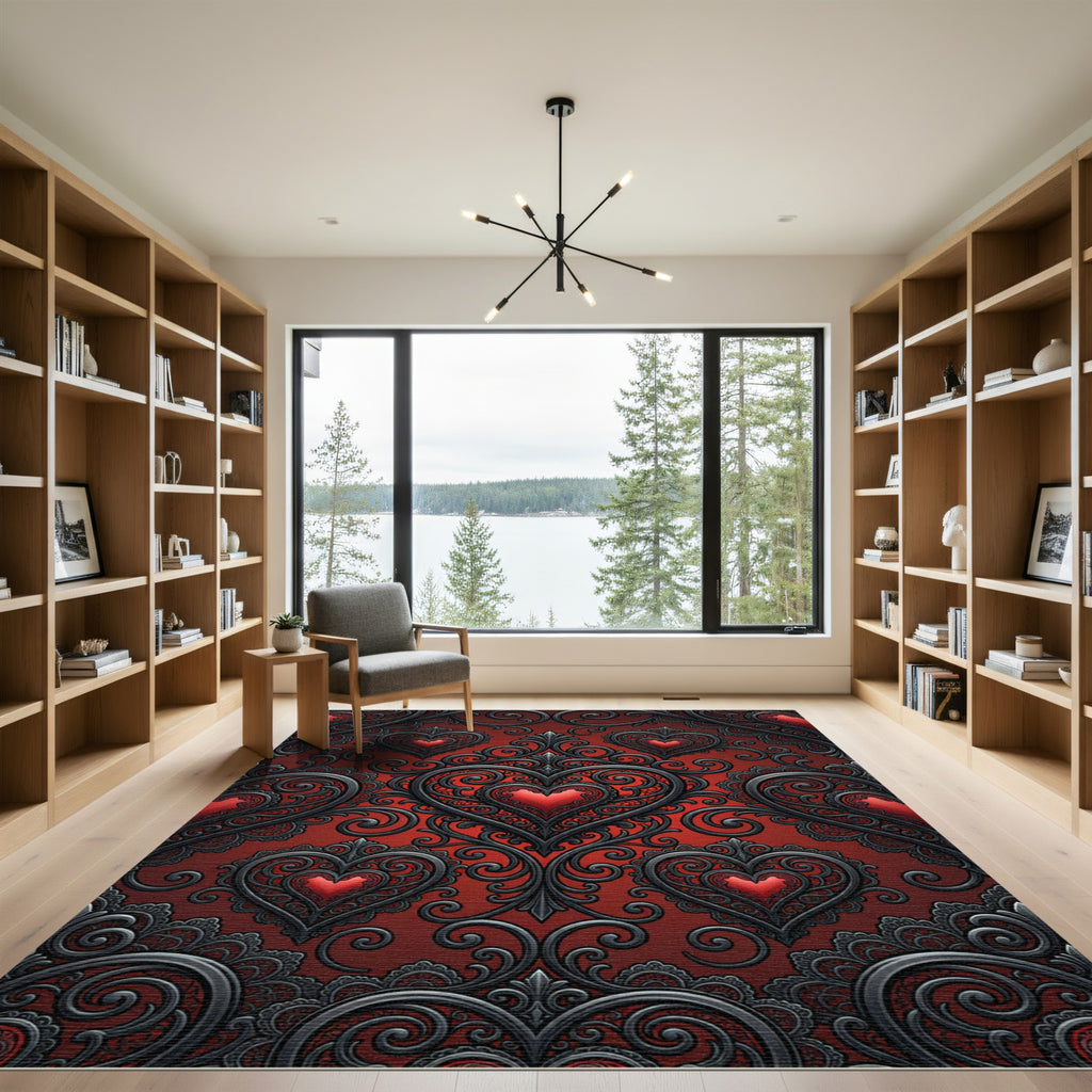 Crimson Heart Victorian Lace Rug