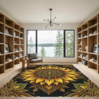 Golden Sunflower Medallion Mandala Art Rug