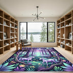 Enchanted Celestial Unicorn Forest Scene Rug