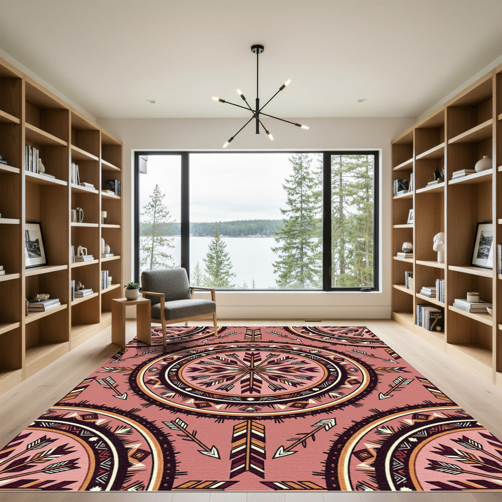 Rustic Boho Arrow Mandala Medallion Rug