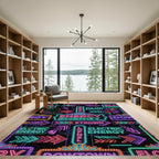 Neon Electric Energy Arrow Grid Rug