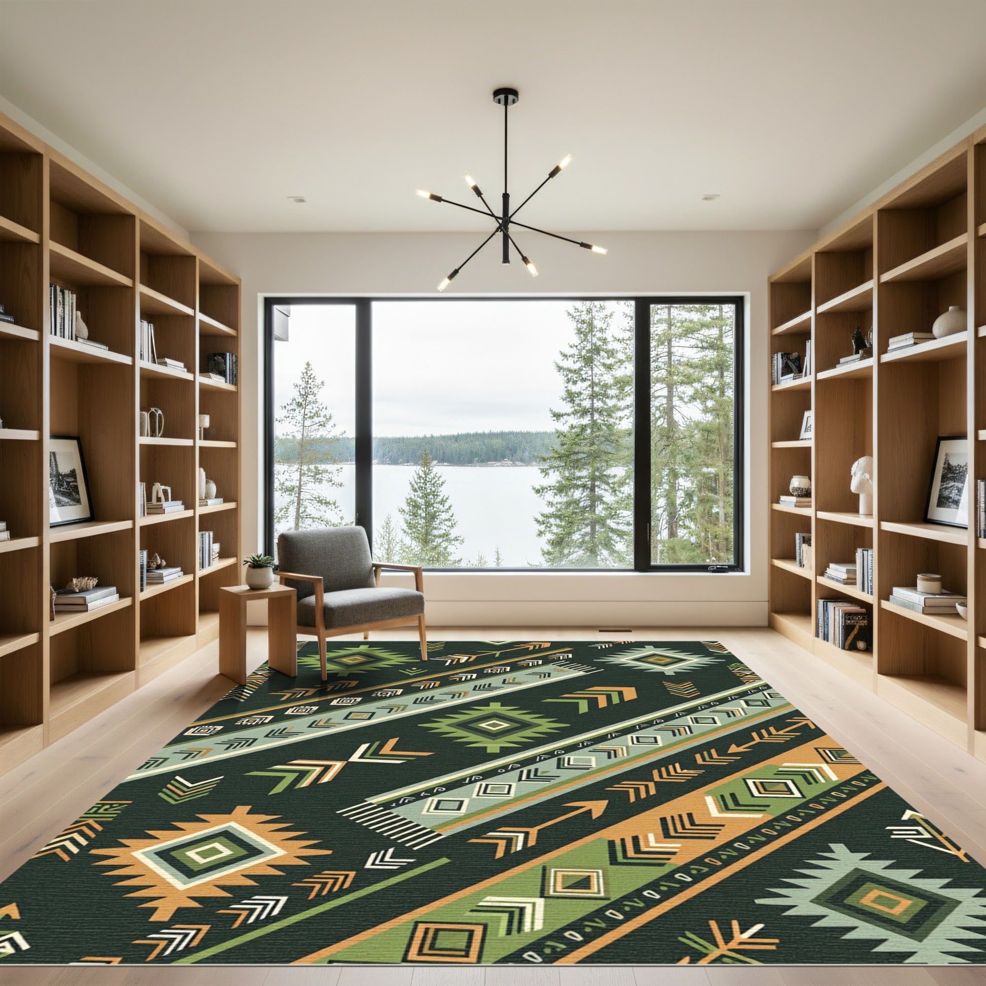 Rustic Arrows Diamond Medallion Design Rug