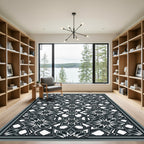 Charcoal Gray Intricate Geometric Medallion Rug