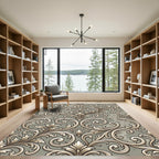 Ornate Gray Scroll Lace Rug