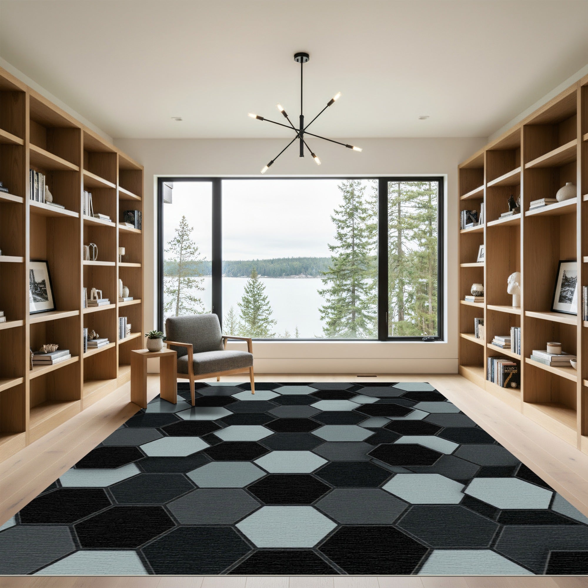 Monochromatic Hexagon Tiling Rug