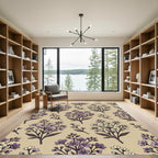 Soft Purple and Cream Floral Meadow Rug