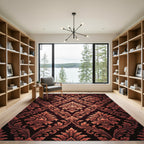 Ornate Burgundy Floral Damask Rug