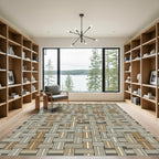 Earthy Neutral Woven Geometric Weave Rug
