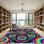 Vibrant Neon Psychedelic Swirl Kaleidoscope Rug