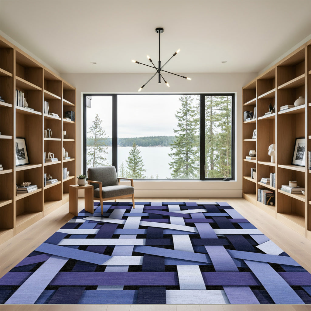 Woven Indigo Stripes Texture Rug