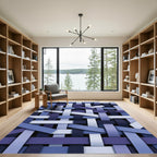 Woven Indigo Stripes Texture Rug